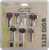 🗝️ tim holtz idea-ology metal word keys - pack of 7, assorted sizes, antique finishes, th92680 logo