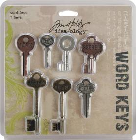 img 3 attached to 🗝️ Металлические словесные ключи Tim Holtz Idea-ology - набор из 7 штук, различных размеров, античные отделки, TH92680