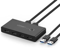 ugreen usb 3.0 переключатель selector: 4 портовый 2 компьютер периферийный переключатель для пк принтер сканер мышь клавиатура с одной кнопкой переключение и 2 пакета usb мужские кабели логотип