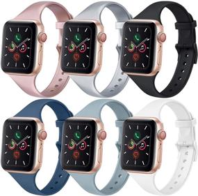 img 4 attached to 📱 [6 ПАР] Тонкие узкие ремешки для Apple Watch 40 мм 38 мм, совместимые с iWatch SE и Series 6 5 4 3 2 1, идеально подходят для женщин и мужчин