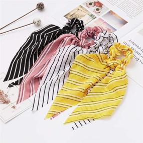 img 1 attached to 🌸 12-Piece Hair Scarf Scrunchies Set for Women: Chiffon Floral Scrunchie Scarf Hair Ties, Ponytail Holder with Ribbon Scrunchie Tails