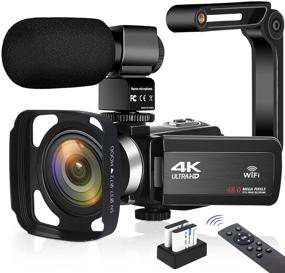 img 4 attached to 📷 VETEK 4K Video Camera 48MP 60FPS: Ultra HD Vlog Camera with WiFi, Night Shot, Microphone, and Stabilizer