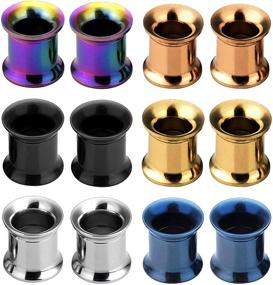 img 4 attached to 🔌 BodyJ4You 12-Piece Tunnels Screw Fit Plugs Set 6 Gauge to 14mm - Surgical Steel Ear Stretching Gauges Expander Pack