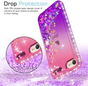 img 1 attached to 📱 Glitter Liquid Clear Phone Case for iPod Touch 7/6/5 with Tempered Glass Screen Protector - Pink/Purple, LeYi