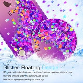 img 3 attached to 📱 Glitter Liquid Clear Phone Case for iPod Touch 7/6/5 with Tempered Glass Screen Protector - Pink/Purple, LeYi