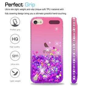 img 2 attached to 📱 Glitter Liquid Clear Phone Case for iPod Touch 7/6/5 with Tempered Glass Screen Protector - Pink/Purple, LeYi