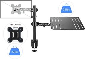 img 3 attached to 🖥️ Suptek Full Motion Computer Monitor and Laptop Riser Desk Mount Stand - Height Adjustable (400mm), Fits 13-27 inch Screens and up to 17 inch Notebooks, VESA 75/100, Holds up to 22lbs for Each (MD6432TP004WB)