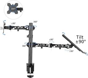 img 1 attached to 🖥️ Suptek Full Motion Computer Monitor and Laptop Riser Desk Mount Stand - Height Adjustable (400mm), Fits 13-27 inch Screens and up to 17 inch Notebooks, VESA 75/100, Holds up to 22lbs for Each (MD6432TP004WB)