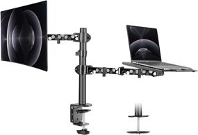 img 4 attached to 🖥️ Suptek Full Motion Computer Monitor and Laptop Riser Desk Mount Stand - Height Adjustable (400mm), Fits 13-27 inch Screens and up to 17 inch Notebooks, VESA 75/100, Holds up to 22lbs for Each (MD6432TP004WB)