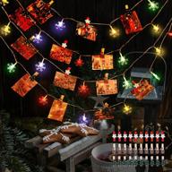 🎄 christmas snowflake lights: 20ft string, 40 led, battery operated, 2 modes, indoor decorations with 30 clips логотип