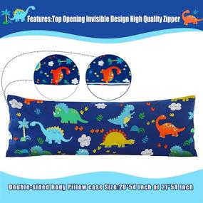 img 2 attached to 🦖 Cloele Microfiber Body Pillow Cover – Cartoon Dinosaur Design, Ultra Soft 20x54 inches, Hidden Zipper Pillowcase