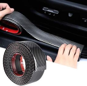 img 1 attached to 🚗 Black Car Sticker: Carbon Fiber Rubber Door Entry Guards, Scratch Cover Protector, Paint Threshold Guard – Car Bumper & Rear Bumper Guard for Scratch Protection Strip