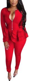 img 4 attached to 👚 Cubwear Sleeve Pullover Bodycon Tracksuit: Chic and Comfy Women's Jumpsuits, Rompers & Overalls