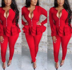 img 1 attached to 👚 Cubwear Sleeve Pullover Bodycon Tracksuit: Chic and Comfy Women's Jumpsuits, Rompers & Overalls