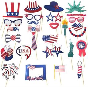 img 4 attached to Patriotic Party Decorations: Photo Booth Props, American Flag, Uncle Sam Hat, Patriotic Cutouts for American Pride, Memorial Day, Veterans Day, Fourth of July Supplies - 30 Pcs