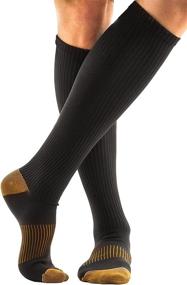 img 1 attached to 🧦 Men's Copper Compression Stockings - Set of 3 Black Compression Socks for Enhanced Performance and Comfort, Suitable for All Sizes