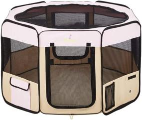 img 4 attached to Zampa Portable Foldable Pet Playpen Exercise Pen Kennel: Ideal for Large Dogs, Small Puppies, and Cats, with Carrying Case - Indoor/Outdoor Use and Water Resistant