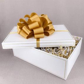 img 3 attached to Оксфорд и Комма - большая прямоугольная коробка роскошного подарка - белая с золотой вышивкой