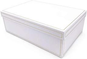 img 4 attached to Оксфорд и Комма - большая прямоугольная коробка роскошного подарка - белая с золотой вышивкой