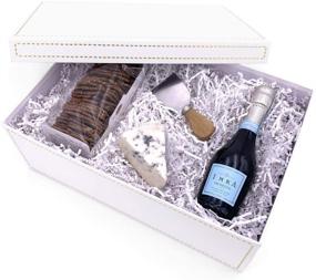 img 2 attached to Oxford & Comma Large Rectangle Luxury Gift Box - White with Gold Stitching
