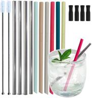 reusable short silicone and stainless steel stirrer straws for coffee, cocktails, kids cups, wine tumblers, bars logo