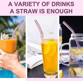 img 1 attached to 10pcs Pink Bent Glass Straw Set - Reusable Straws With Cleaning Brush, 8'' Long, for Tumblers, Tervis, Starbucks Cups, Mason Jars - STRAW0020-TR-10 (Pink Bent, Pack of 10)