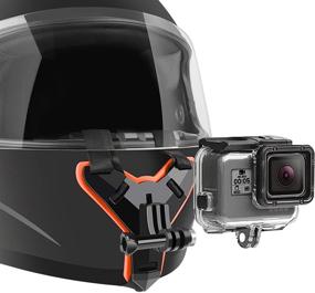 img 3 attached to 🏍️ GoPro Compatible Chin Strap Mount for Motorcycle Helmet - Hero 7, 2018, 6 5 4 3, Hero Black, Session, Xiaomi Yi, SJCAM (Orange)