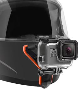 img 4 attached to 🏍️ GoPro Compatible Chin Strap Mount for Motorcycle Helmet - Hero 7, 2018, 6 5 4 3, Hero Black, Session, Xiaomi Yi, SJCAM (Orange)