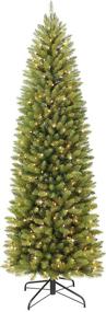 img 4 attached to 🎄 6.5ft Pre-Lit Fraser Fir Pencil Christmas Tree by Puleo International - 250 Clear Lights, Green