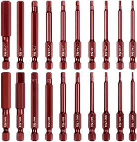 img 4 attached to 🔧 20-Piece Hex Head Allen Wrench Drill Bit Set - Metric and SAE S2 Steel Hex Bits with Magnetic Tips - 2.3&#34; Long in Storage Box