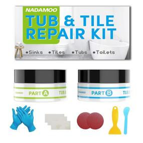 img 4 attached to 🔧 NADAMOO Tub Repair Kit: Seamlessly Fix Cracks, Chips, and Holes in White Tile Showers - 3.5 Oz