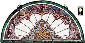 img 4 attached to Design Toscano HD464 Lady Astor Stained Glass Window Hanging Panel, Amethyst Moon - 32 Inch Size