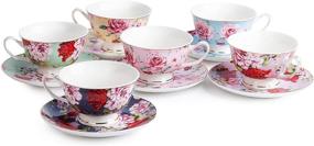 img 3 attached to 🌸 Exquisite Floral Porcelain Teacup Set With Tea Saucers