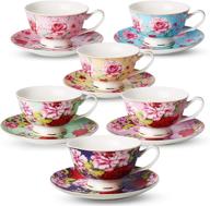 🌸 exquisite floral porcelain teacup set with tea saucers logo