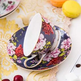 img 1 attached to 🌸 Exquisite Floral Porcelain Teacup Set With Tea Saucers