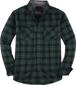 img 4 attached to 👕 Set of 2 Men's Casual Button Down Flannel Plaid Shirts with Long Sleeves