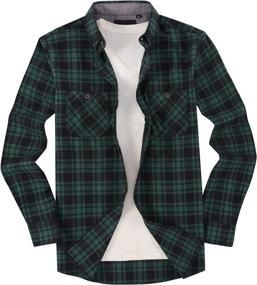 img 2 attached to 👕 Set of 2 Men's Casual Button Down Flannel Plaid Shirts with Long Sleeves