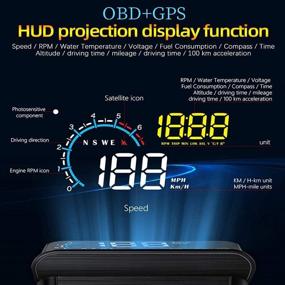 img 1 attached to 🚗 Головное устройство FIUNED: передовой двухрежимный OBD2/GPS HUD для измерения скорости и пробега во всех транспортных средствах.