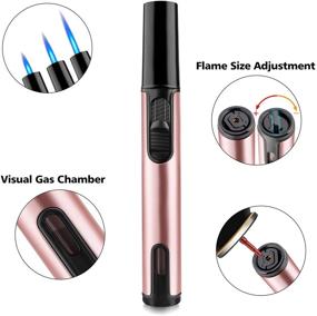 img 3 attached to 🔥 PILOTDIARY Pen Torch Lighter: Refillable, Windproof Jet Flame for Camping | Visible Window, Men's Gift (Pink, Butane Gas Not Included)