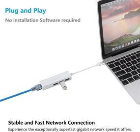 img 1 attached to 🔌 USB-C to Ethernet Adapter with 3-Port USB Hub - USKY USB-C(Type C 3.1) to RJ45 Gigabit Ethernet Adapter, Compatible with The New MacBook 2016, ChromeBook Pixel, and Other Type-C Devices