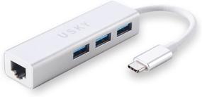 img 4 attached to 🔌 USB-C to Ethernet Adapter with 3-Port USB Hub - USKY USB-C(Type C 3.1) to RJ45 Gigabit Ethernet Adapter, Compatible with The New MacBook 2016, ChromeBook Pixel, and Other Type-C Devices