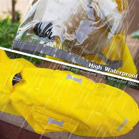 img 1 attached to Yellow Dog Raincoat with Hoodie, Adjustable and Reflective Waterproof Poncho Jacket for Large Dogs - Includes Leash Hole (Size: Large)