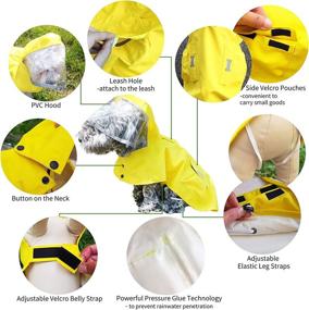 img 2 attached to Yellow Dog Raincoat with Hoodie, Adjustable and Reflective Waterproof Poncho Jacket for Large Dogs - Includes Leash Hole (Size: Large)