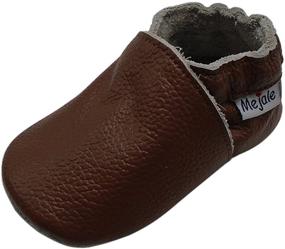 img 4 attached to 👶 Mejale Кожаные детские мокасины с антискользящими подошвами - идеальная обувь для малышей перед началом ходьбы для мальчиков.