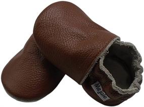 img 1 attached to 👶 Mejale Кожаные детские мокасины с антискользящими подошвами - идеальная обувь для малышей перед началом ходьбы для мальчиков.