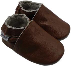 img 2 attached to 👶 Mejale Кожаные детские мокасины с антискользящими подошвами - идеальная обувь для малышей перед началом ходьбы для мальчиков.