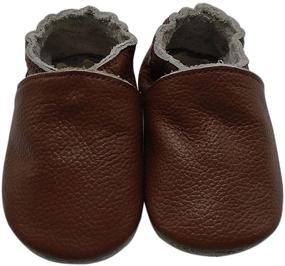 img 3 attached to 👶 Mejale Кожаные детские мокасины с антискользящими подошвами - идеальная обувь для малышей перед началом ходьбы для мальчиков.