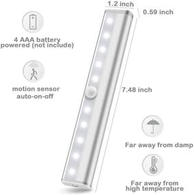 img 1 attached to Wireless Under Cabinet Lighting, 10 LED Battery Powered Lights, Motion Sensor Closet Lights, Stick On Lights, Motion Night Light Bar for Stairs Hallway Kitchen, White (6 Pack)