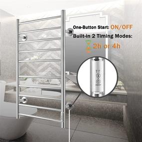 img 3 attached to KEY TEK Heated Towel Warmer, Wall Mounted Hot Towel Rack 🧺 with Timer, Stainless Steel Heated Towel Drying Rack, Plug-in/Hardwired - Silver, 10 Bars