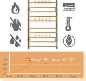 img 1 attached to KEY TEK Heated Towel Warmer, Wall Mounted Hot Towel Rack 🧺 with Timer, Stainless Steel Heated Towel Drying Rack, Plug-in/Hardwired - Silver, 10 Bars